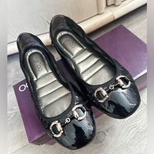 Me Too Shiny Black Ballet Flats with Horsebit design